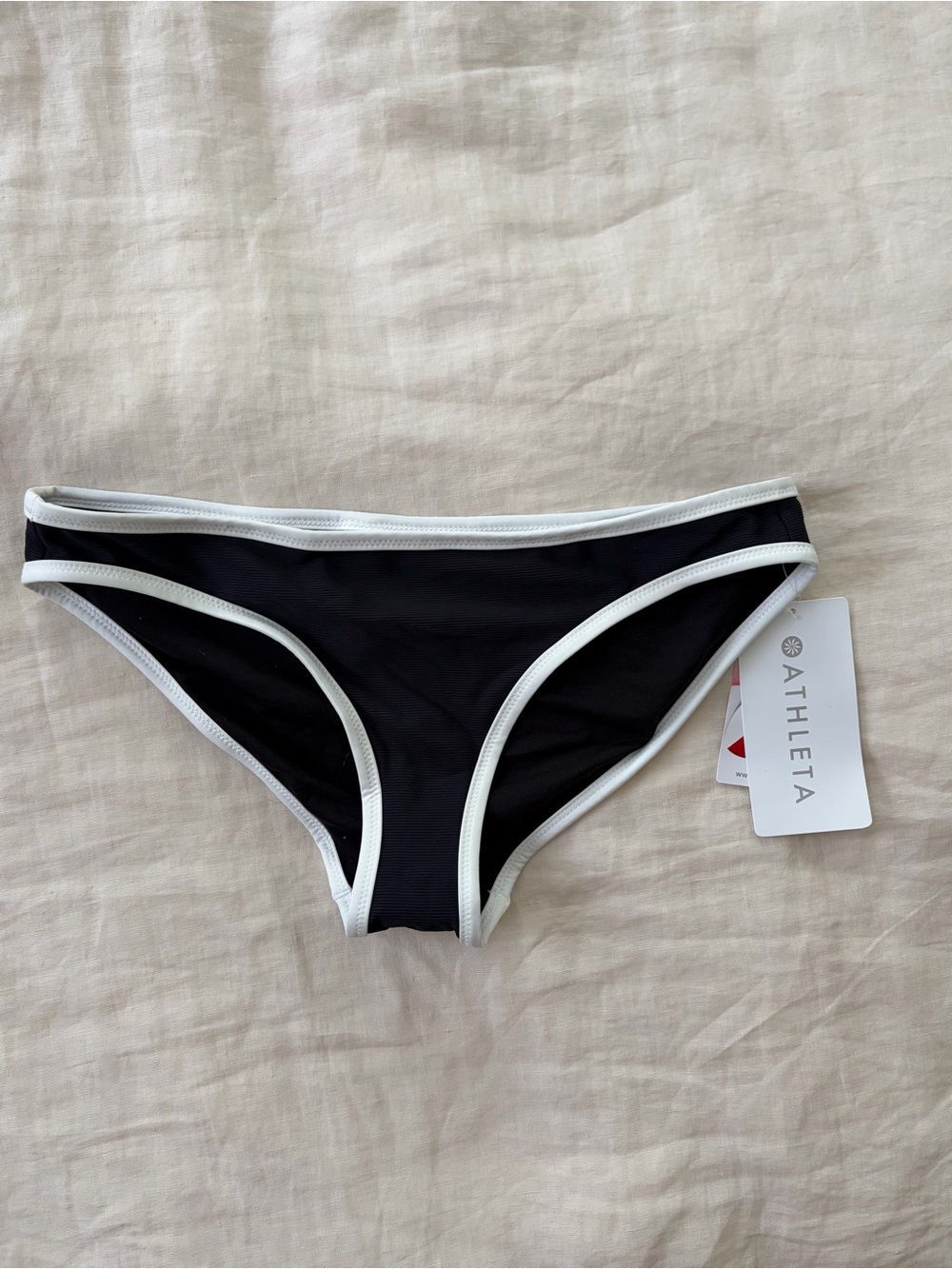Athleta Black Bikini Bottom with White Trim